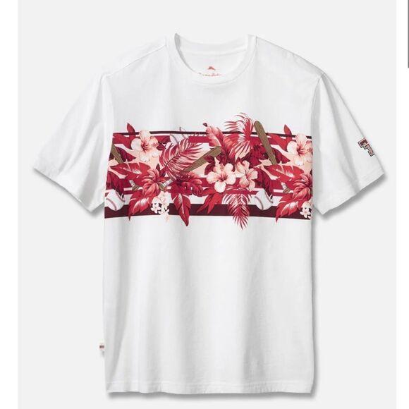 Tommy Bahama "Sport Home Rum" Hibiscus Tee In White Size S - Picture 1 of 8